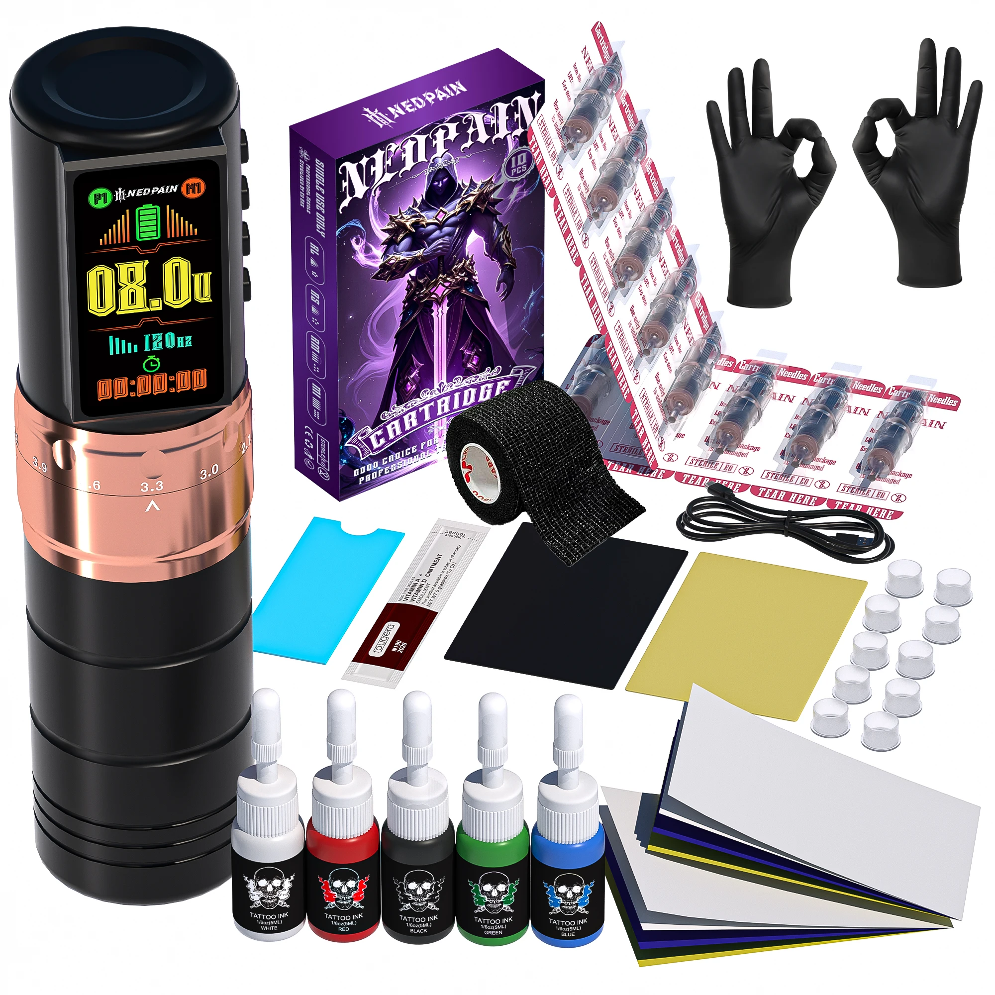 

NEDPAIN professional tattoo machine kit 1.47 in with multiple functions, suitable for beginners, tattoo enthusiasts, and studios