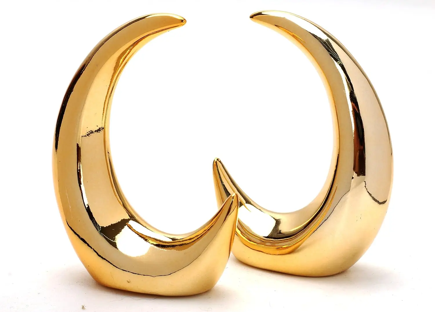 2 Pieces Gold Small Animal Statue Moon Statue Decor Modern Style Ceramic Moon Figurines Statues for Home Decor Accents Living Ro