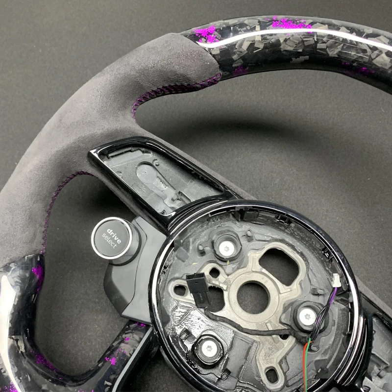 Customized LED Purple Forged Carbon Fiber steering wheel for Audi B9 A3 A5 RS3 RS4 RS5 S3 S4 S5 2018 2019 2020 2021 2022 Sports