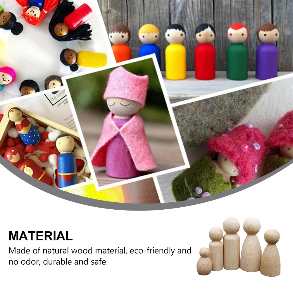 5 Pcs Hand-painted Puppet Toys Matryoshka Wooden for DIY Natural Puppets Angel Dolls Beech Unfinished Child