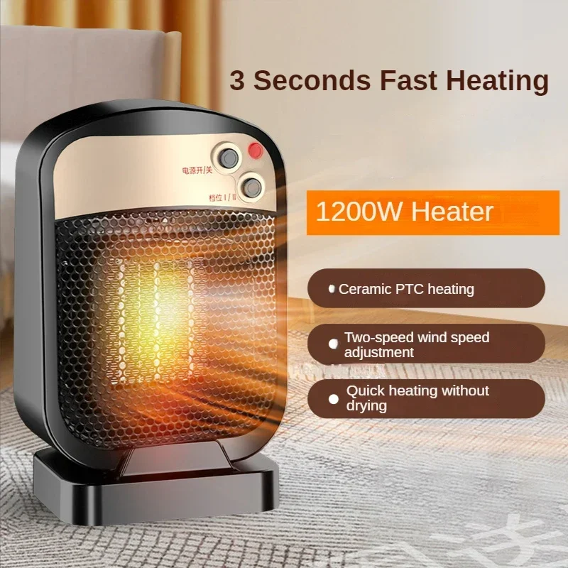 

110V&220V Portable Electric Heater 1200W Desktop Fan Heater PTC Heating Warm Air Blower Home Office Warmer Machine for Winter