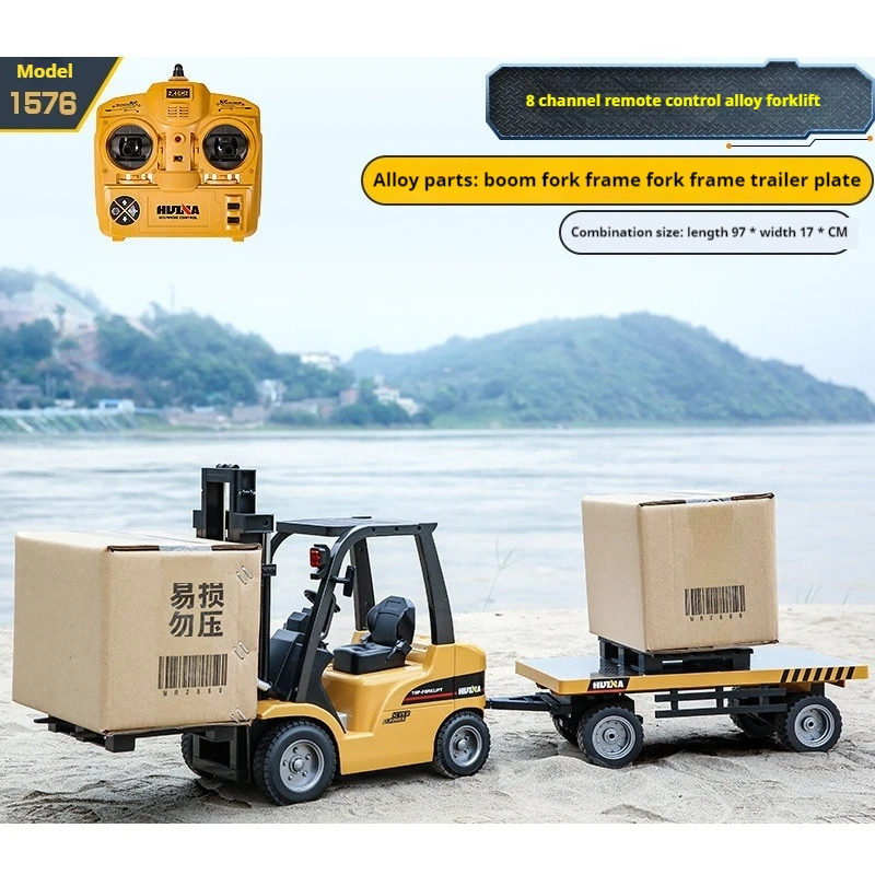 New Remote-Controlled Huina Rc Truck 1576 1:10 Forklift Flatbed Truck Toy Outdoor Large Transportation Engineering Vehicle Toy