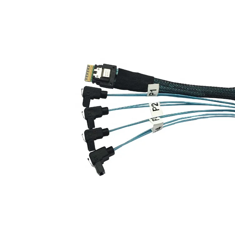 Ultraport SlimSAS 4i 38Pos sff-8654 to Angled 4X SATA 7pin adapter cable