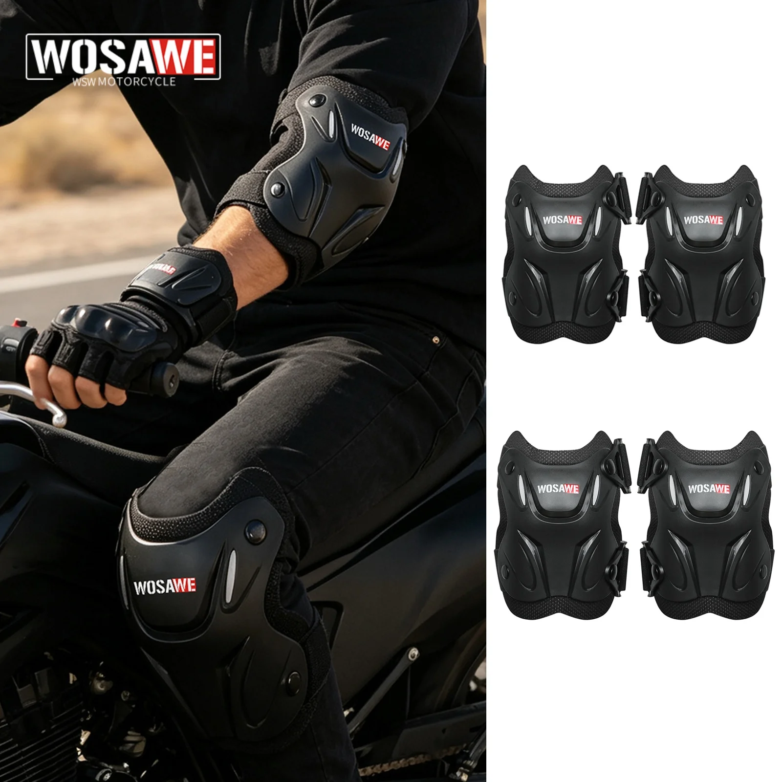 WOSAWE Adult Motorcycle Riding Knee Pads New Cross-Country Riding Knee Pads Ski Skateboard Snowboard Knee Pads