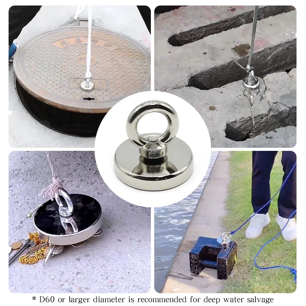 الثقيلة البحث مغناطيس قوي النيوديميوم المغناطيس إنقاذ المغناطيس أعماق البحار الصيد مغناطيس تصاعد مع حلقة ييبولت