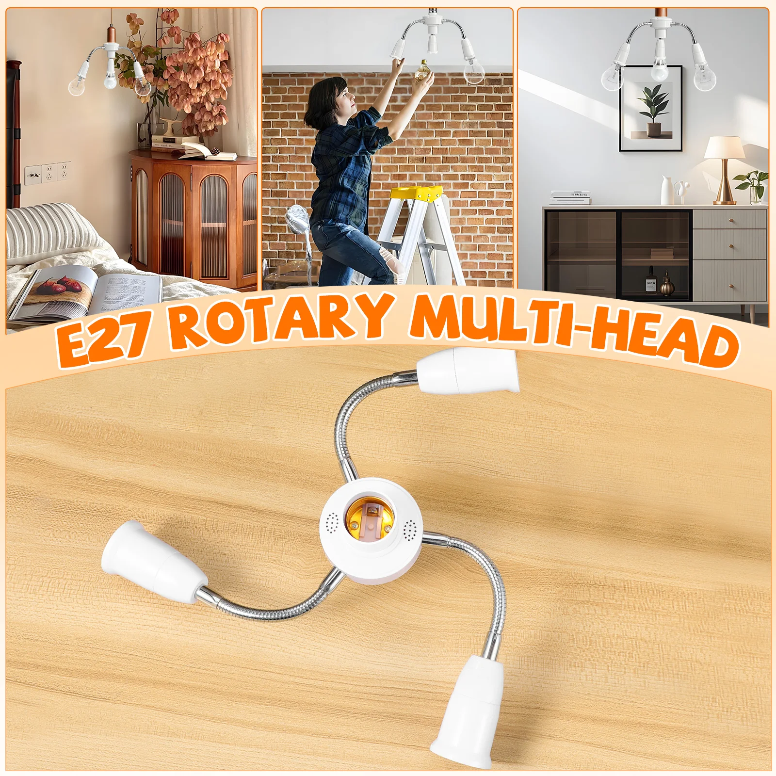 Multi-Head Hose Light Socket Adapter E27 To E27 Bulb Splitter Light Extension Socket Led Bulb Holder Extender Lighting