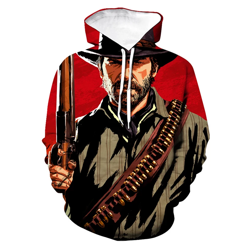 Popular Game Hoodies Red Dead Redemption 2 3D Print Hooded Sweatshirt Men Women Fashion Hoodie RDR2 Hip Hop Pullover Unisex Tops