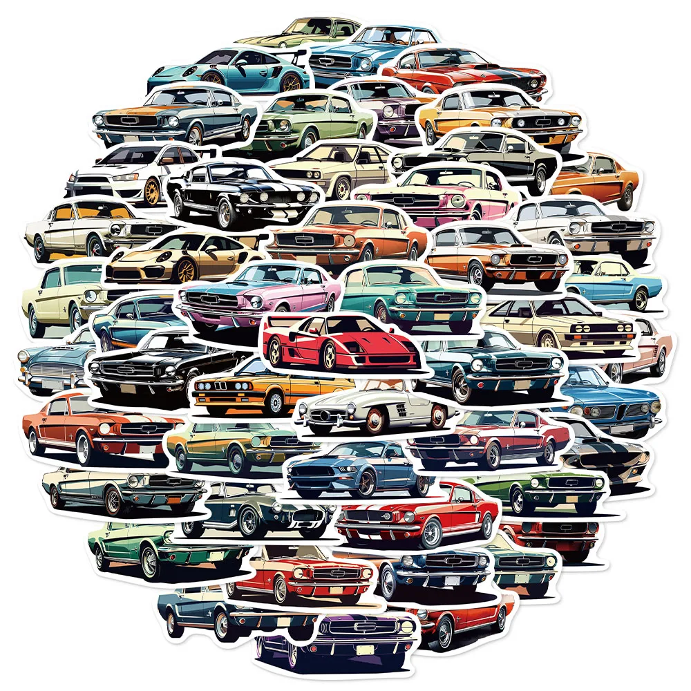 50 個漫画車人気楽しいステッカー DIY ステッカー手作りタグタブレットコンピュータ水カップおもちゃ装飾ステッカー