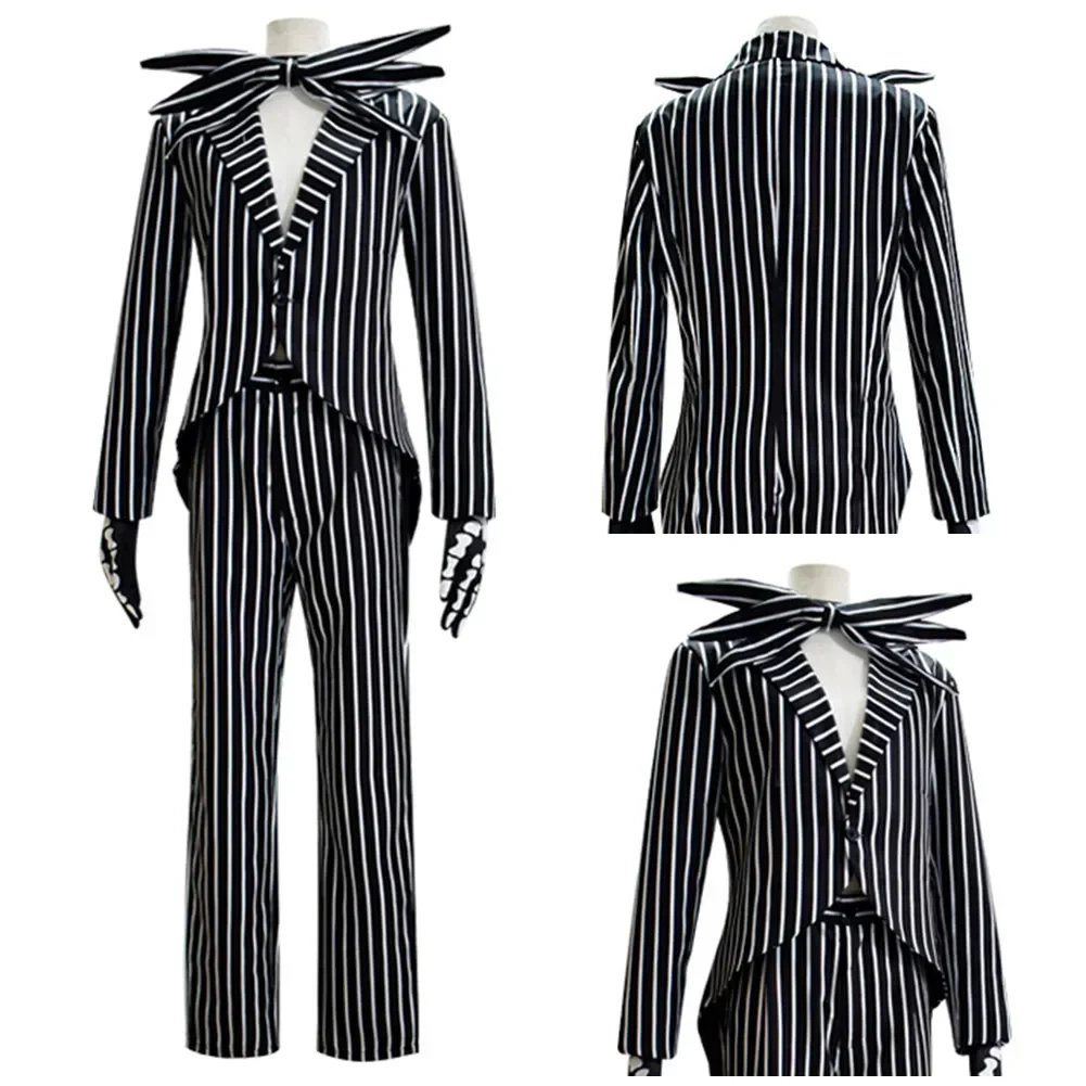 

Jack Cosplay Skellington Cosplay Costume for Adult Men Fantasia Jacket Pants Outfit Man Halloween Carnival Party Disguise Suit