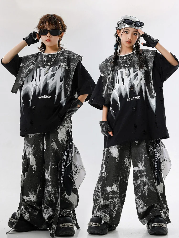 Jungen Hip Hop Tanzkleidung Hübsche Baggy Street Kleidung Mädchen Jazz Performance Kostüm Kinder Poppin Breaking Dancewear BL15925