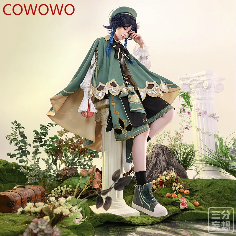 

COWOWO Genshin Impact Venti Game Suit Gorgeous Handsome Uniform Cosplay Costume Halloween Carnival Party Role Play Outfit