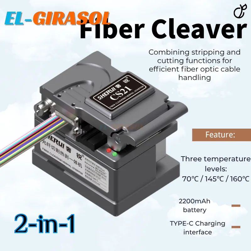 2‑in‑1 Fiber Thermal Stripper & Fiber Cleaver All‑in‑one Tool For Ribbon Optical Fiber Hot Stripping Cutting