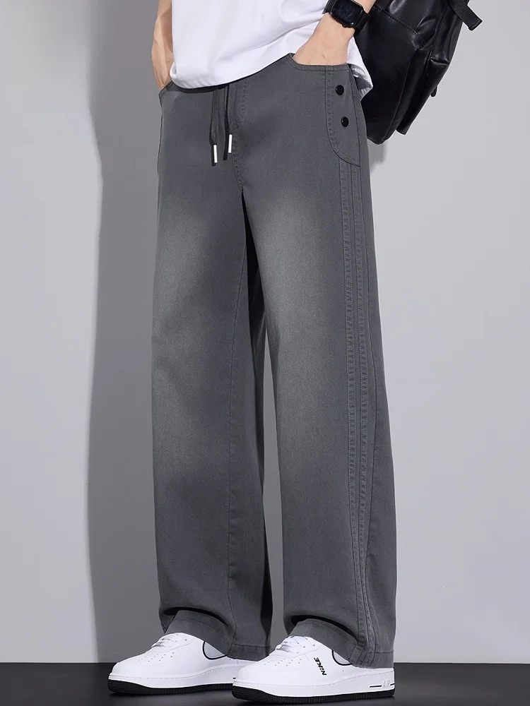 

Мужские повседневные брюки Ry, весна 2026: модные спортивные длинные свободные прямые брюки с широкими штанинами, удобный прямой крой