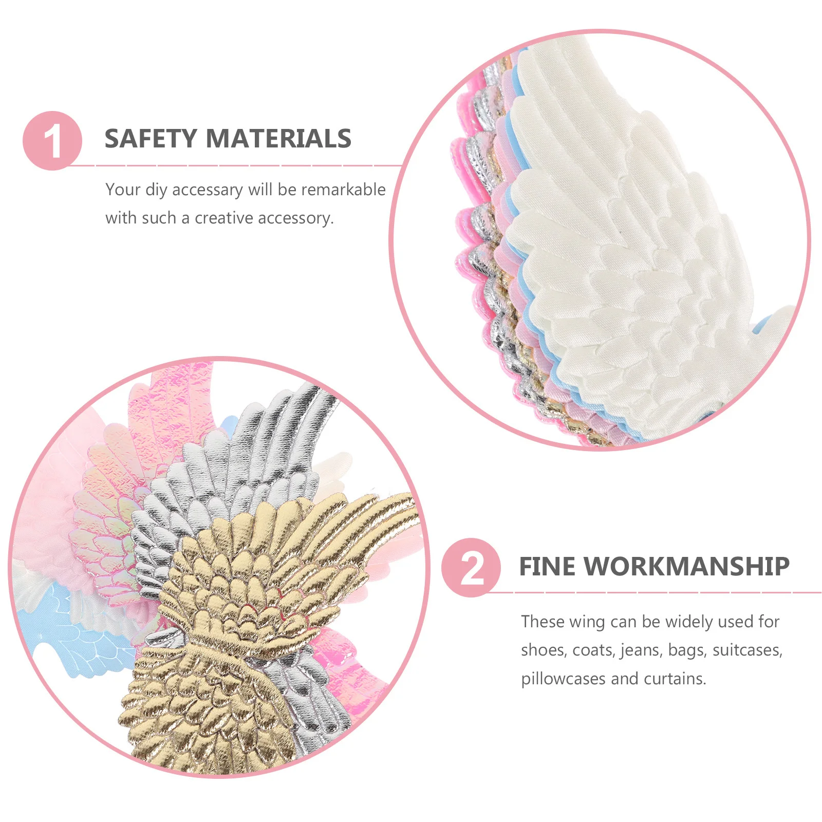 

12Pcs Pink Mini Wing Decor for DIY Crafts Clothes Bags Hats Christmas Gift Decoration DIY Wing Angel Wings for Action Figure