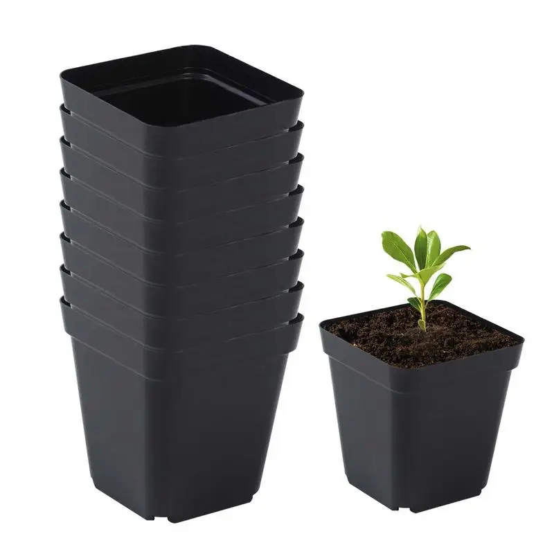 50 Macetas de Plástico Negras para Vivero, Bolsas de Cultivo para Plántulas, Macetas de Nutrición, Kit de Jardinería para Plantas de 5.5cm/7cm/10cm