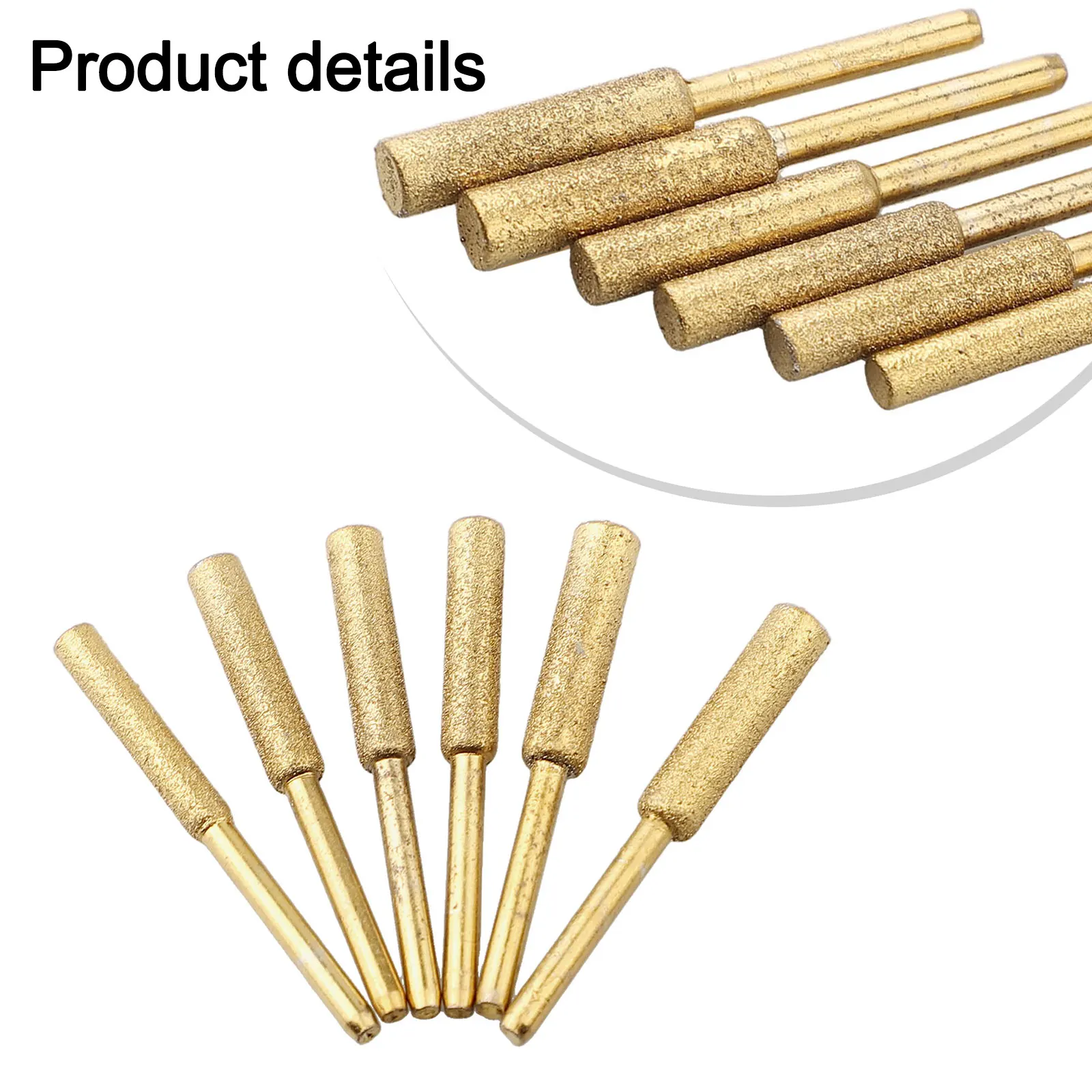6pcs Diamond Coated Cylindrical Burr 4/4.8/5.5mm Chain-saw Sharpener Stone File Chain Sharpening Carving Grinding Tools Kits