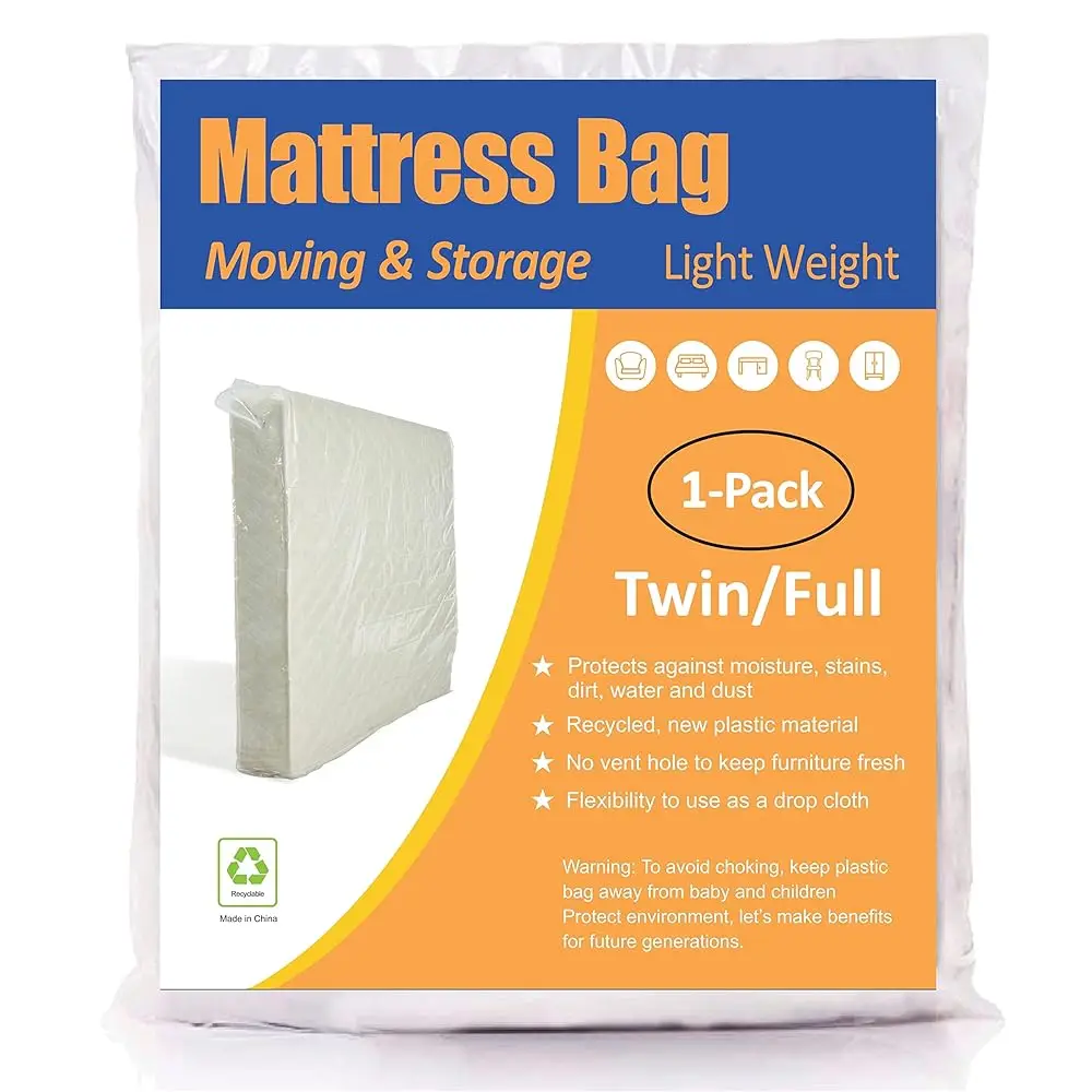 Mattress Bag for Moving and Storage, Fits Twin and Full Size Mattress, 1 Pack