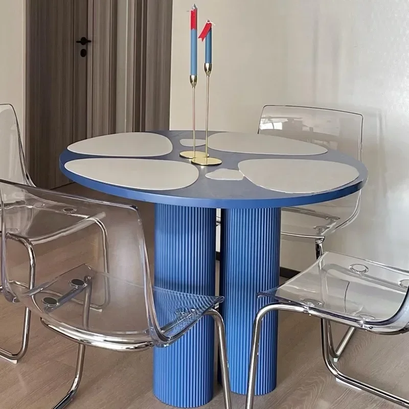 TAO Solid Wood Simplicity Living Room Home Small Apartment Marble Dining Table round Dining Table