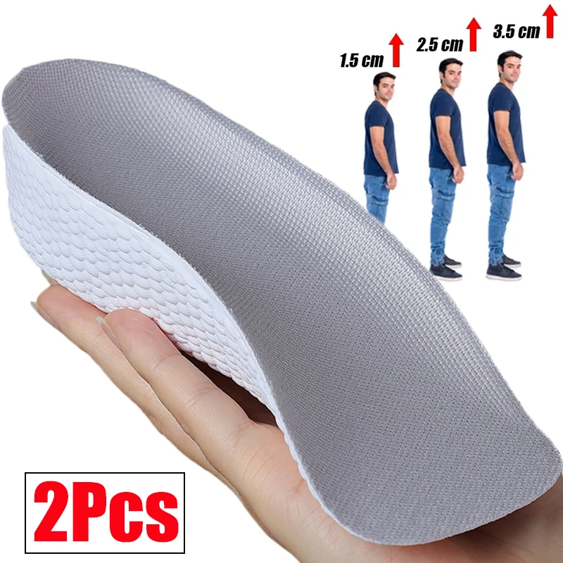 1.5-3.5CM Invisible Height Increasing Insole Orthopedic Arch Support Insole Soft Elastic Light Weight for Men Women Shoes Pads