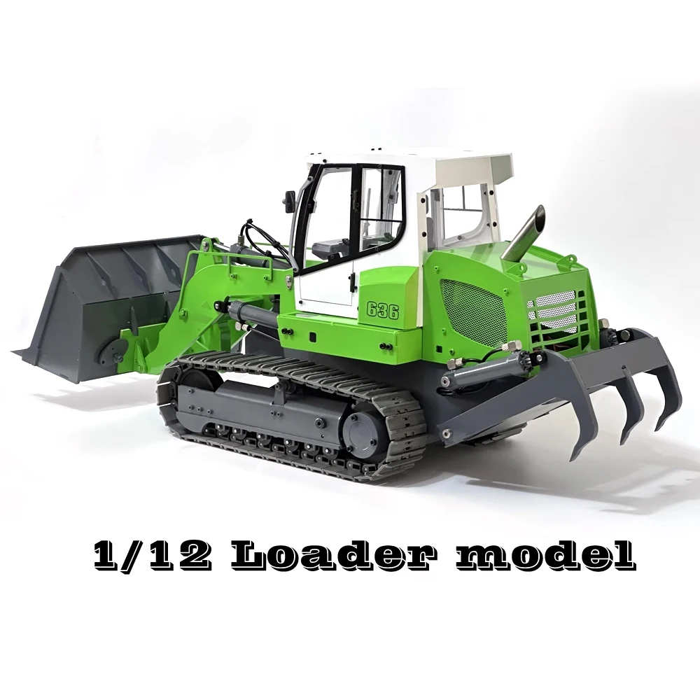 1/12 JZ636 RC ładowarka hydrauliczna metalowa ładowarka gąsienicowa Model RTR z lekkim zdalnie sterowanym samochodowym zabawkowy Model nagłośnienie