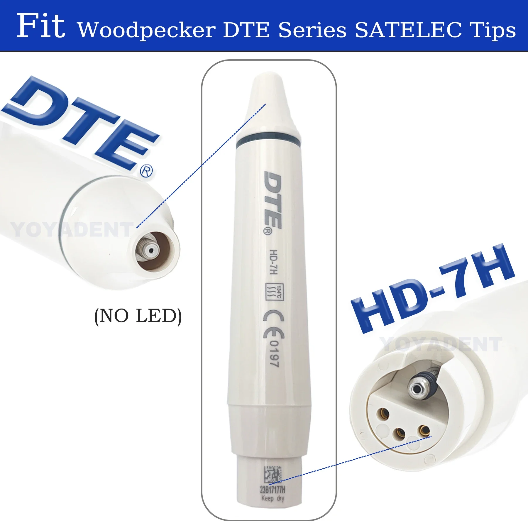 Woodpecker DTE Ultrasonic Dental Scaler Handpiece HD-7H Compatible with NSK SATELEC ACTEON For Dentistry Piezo Scaler