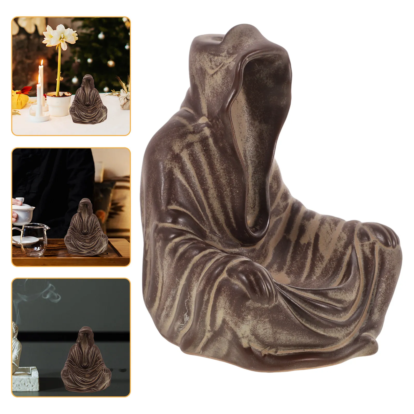 Retro Ceramic Incense Burner Creative Character Ornament Aromatherapy Home Decor Incense Cone Holder Waterfall Burner