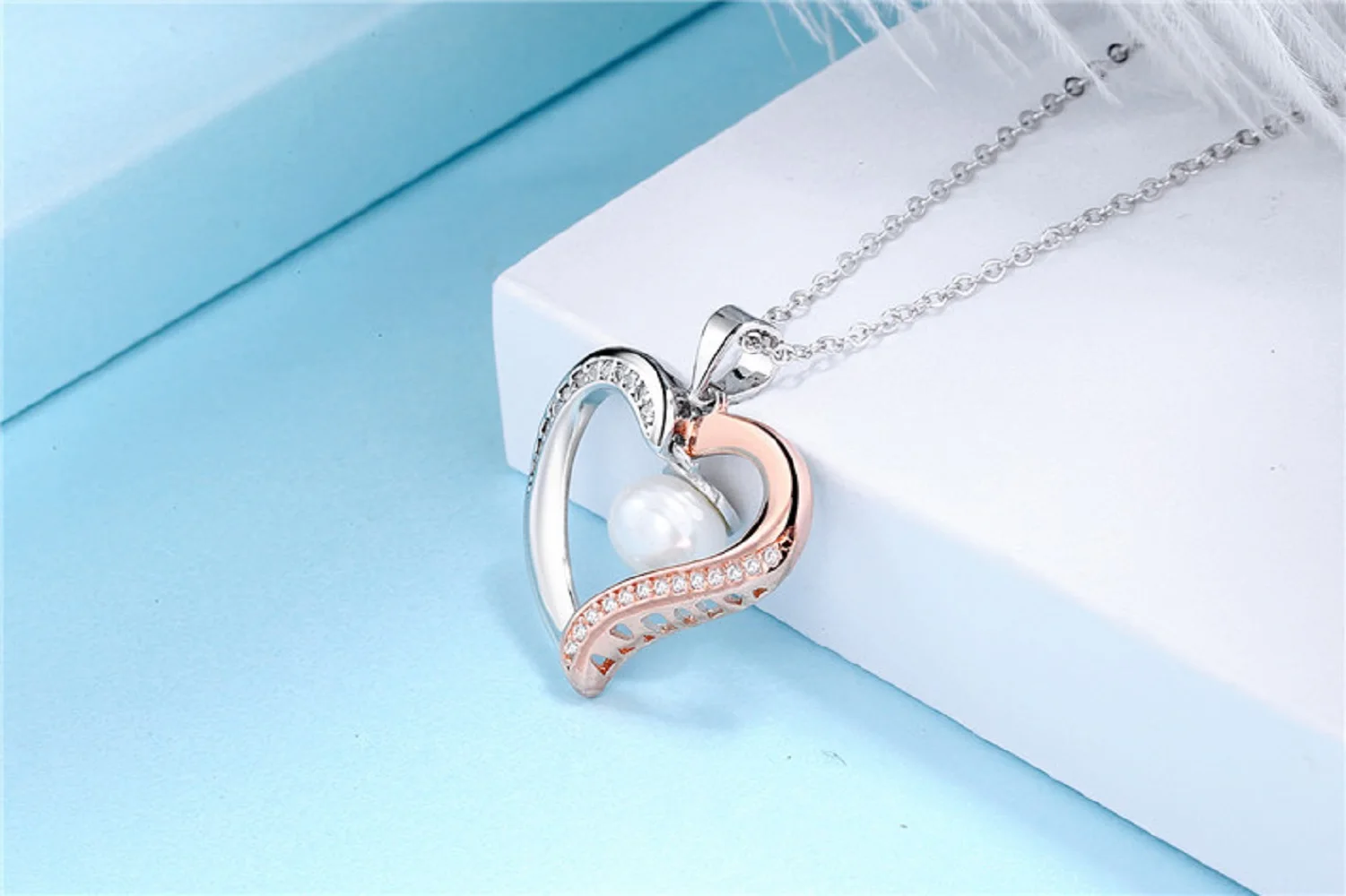 

S925 Pure Silver Simple Love Necklace Pendant AAA6-7mm7-8mm Natural South Sea Pearl Necklace 18inch