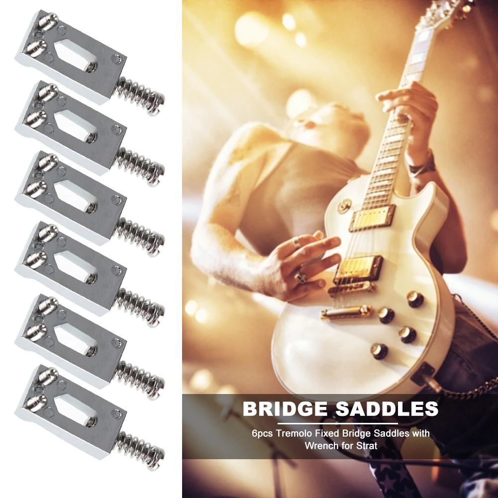 Lightweight Fixed Bridge Saddles Electric Guitar Tremolo with Wrench for Strat Guitar Music Lovers Playing Accessories