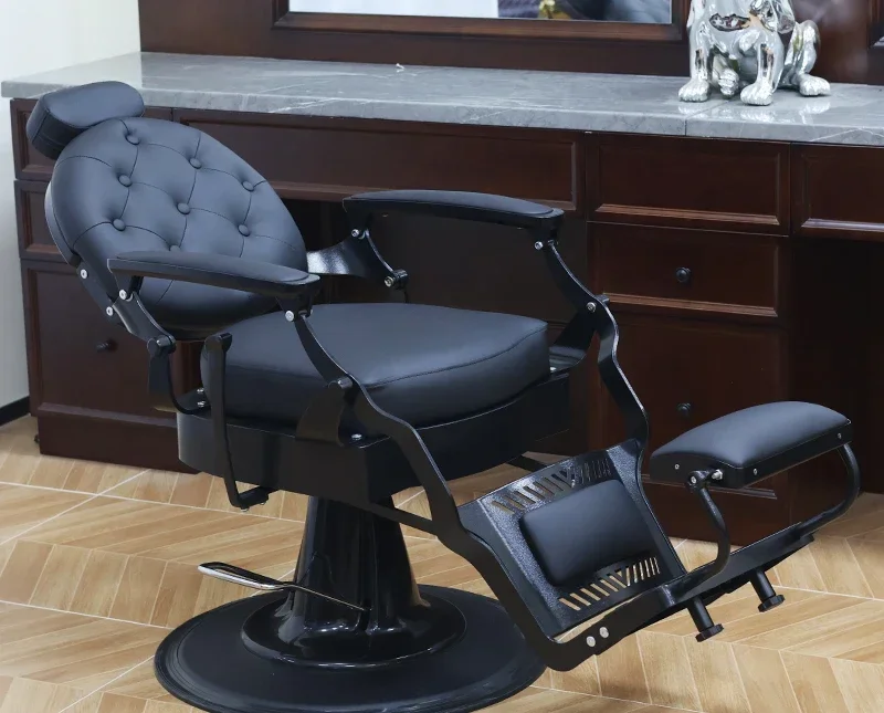 Men's Retro Oil Head Chair Barber Shop Hair Salon Hair Salon Special Can Be Put Down Perm Dyeing Scalp Shaving Barber