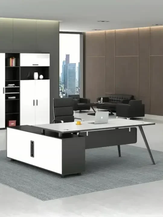 

l Офисная мебель Стойка босса Простой современный президентский стол включает боковой стол для менеджера танков