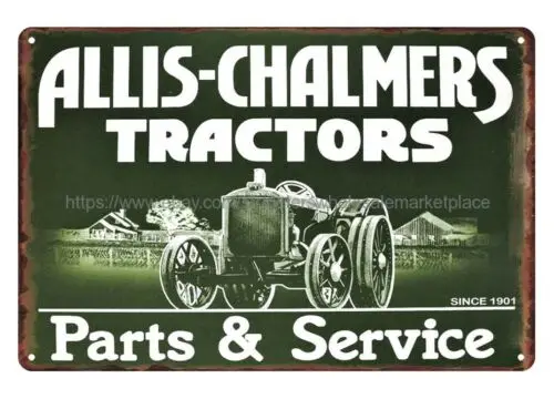 man cave club metal art Allis-Chalmers Tractors Parts and Service metal tin sign