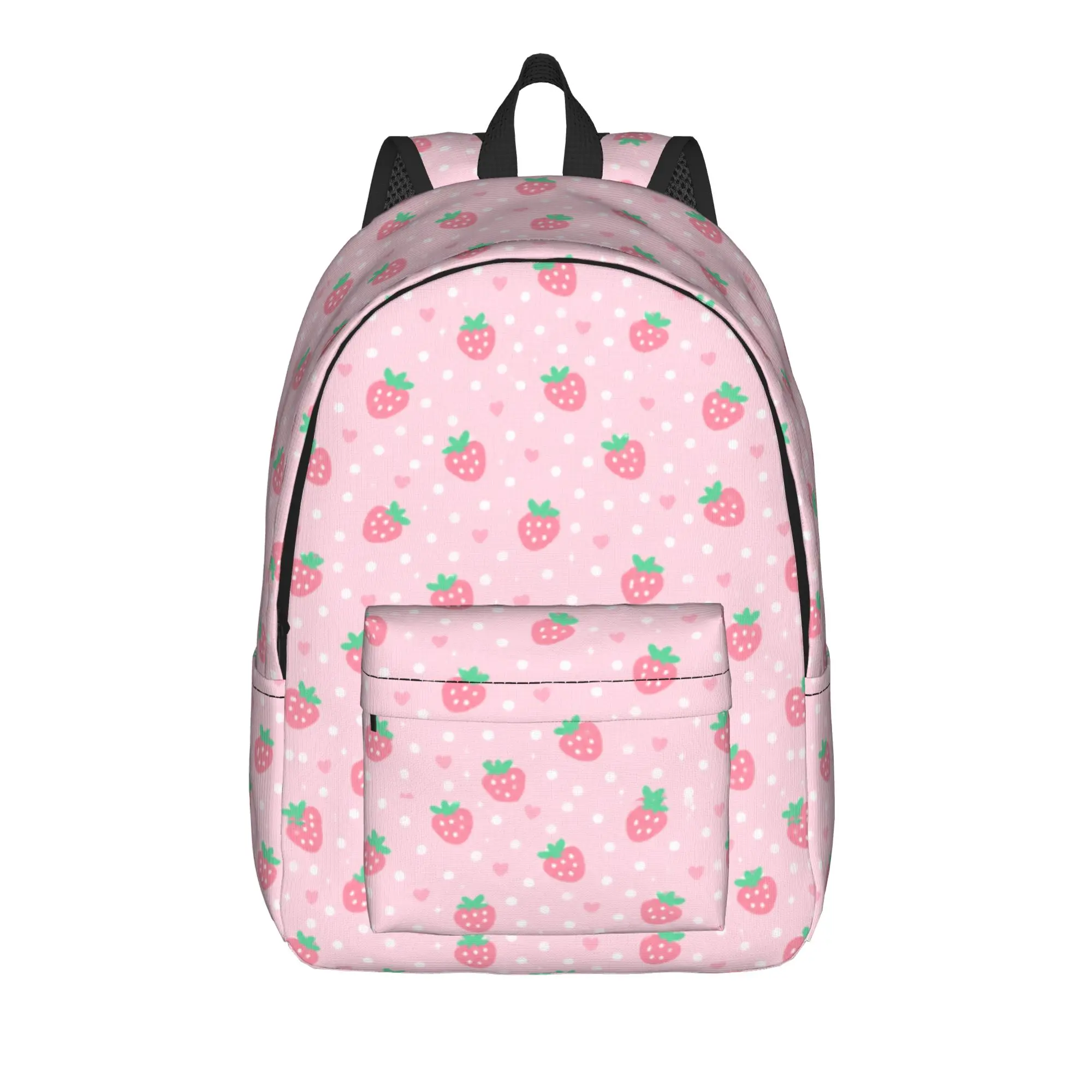 Pink Strawberry Polka Dot Cute Kawaii Backpack  Travel Backpacks Female Design Large High School Bags Streetwear Rucksack
