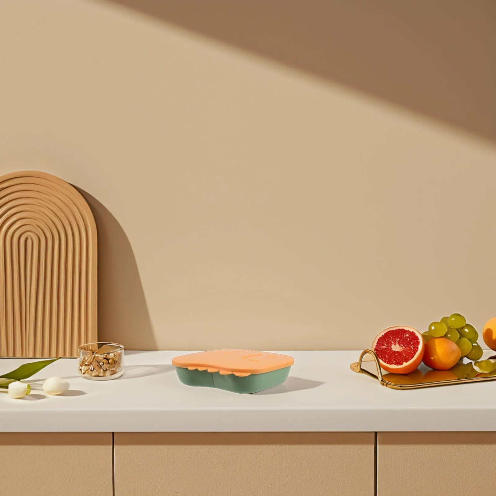 أطباق مقسمة للأطفال بتصميم حيوانات كرتونية، قاعدة شفط غير قابلة للكسر وقابلة لإعادة الاستخدام، مجموعة أواني طعام للأطفال الصغار باللون البرتقالي #4