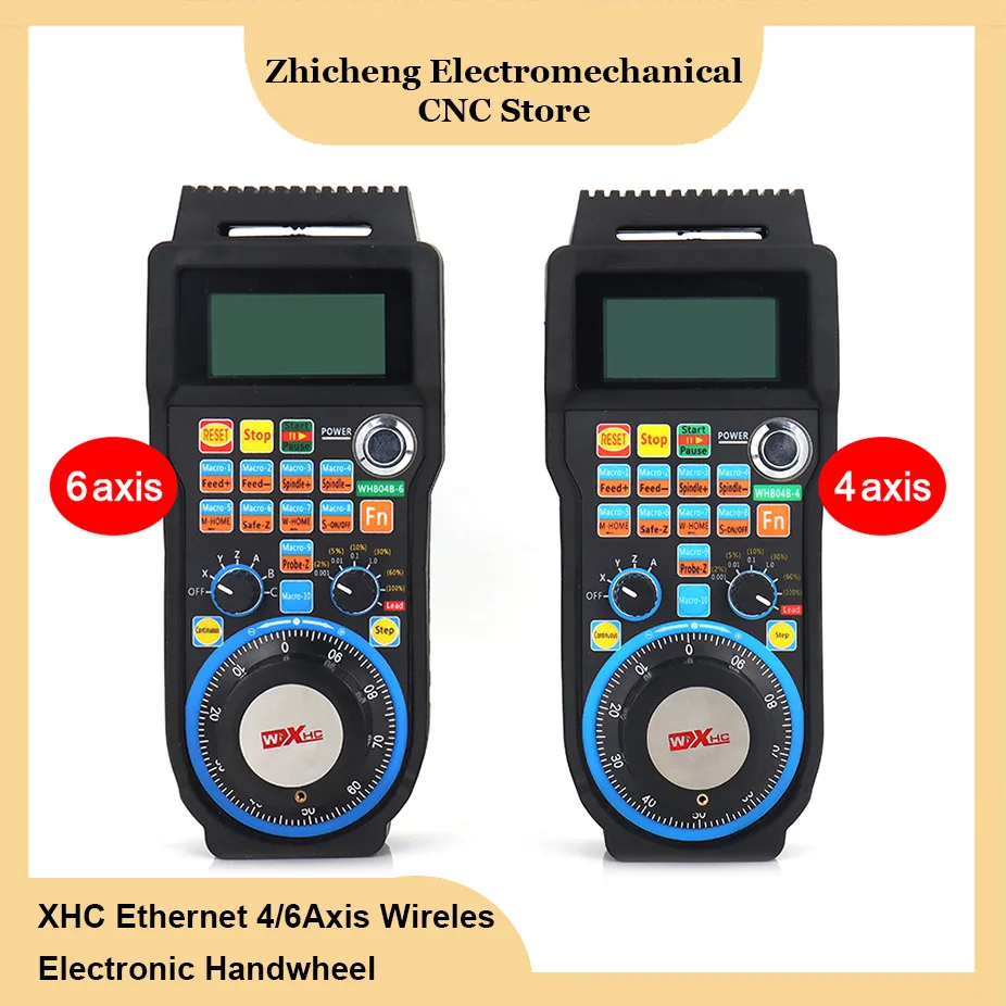 

XHC WHB04B-4/ WHB04B-6 Беспроводной маховик с ЧПУ Mach3 4-осевой/6-осевой маховик с подвеской USB-пульт дистанционного управления 40 м приемник