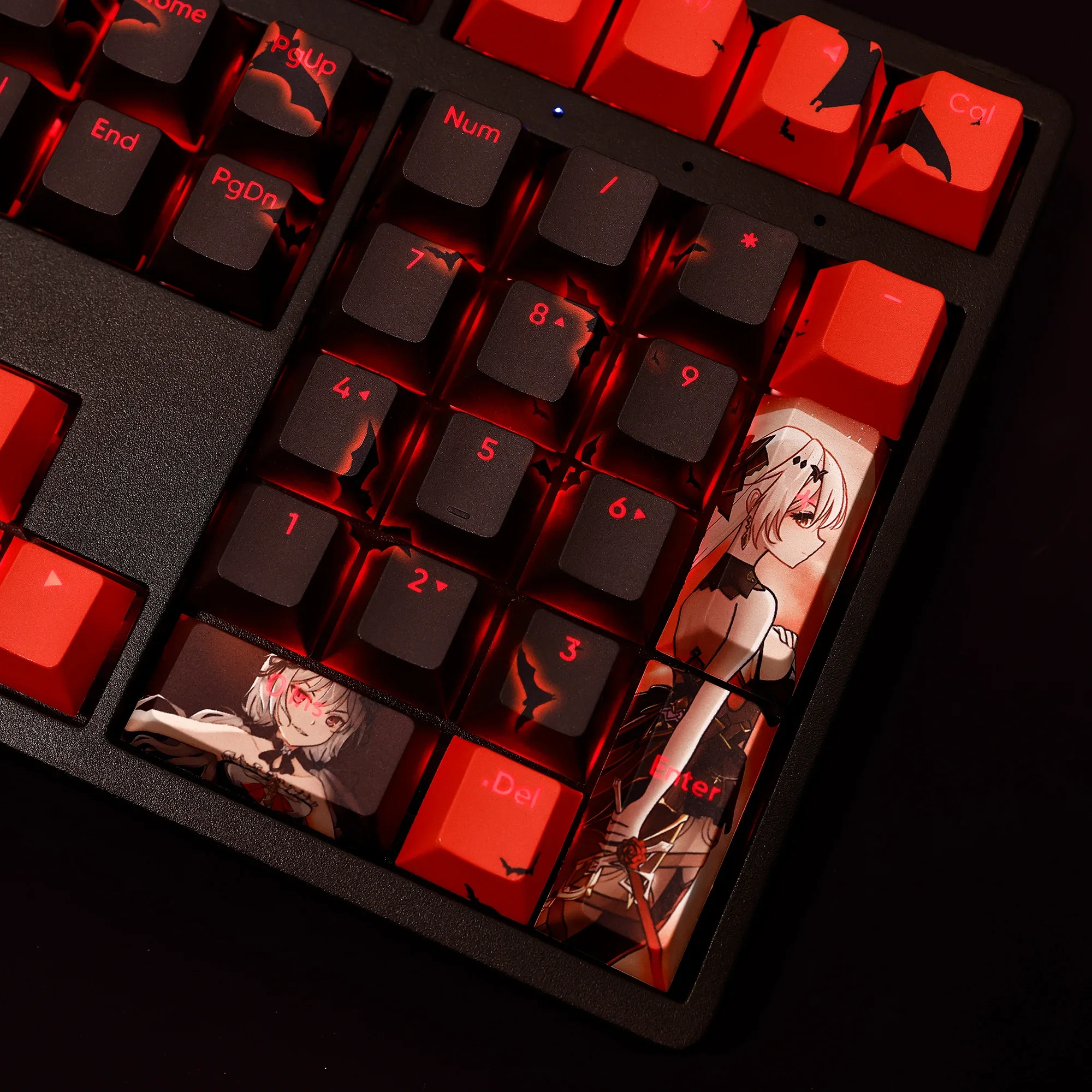 Theresa 108 Key Caps Honkai Impact PBT DYE Sublimation Light Transmitting Cherry Switch Cross Key Cover for Mechanical Keyboard