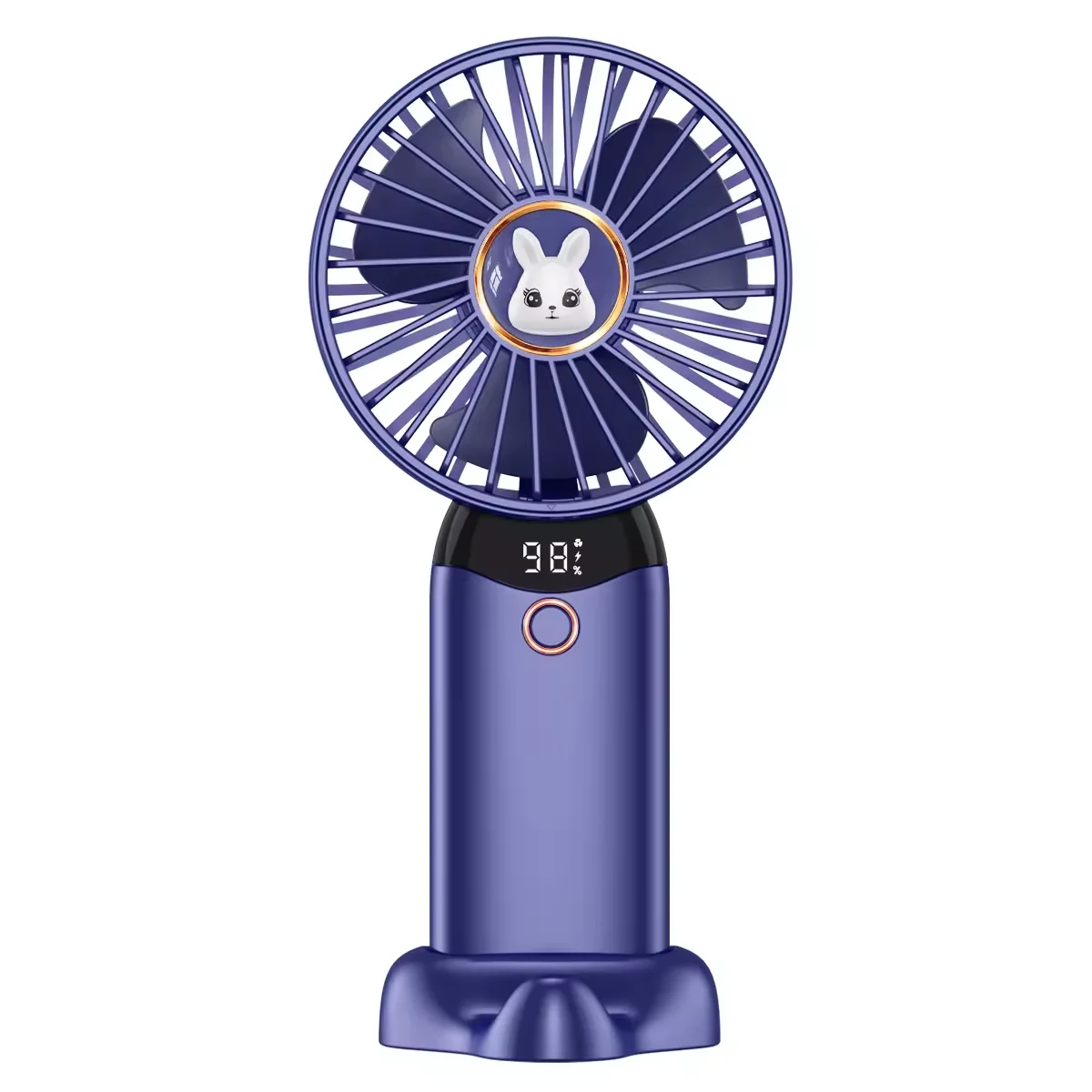 Cute Rabbit Handheld Cooling Fan USB Type-C Rechargeable Portable LED Display Screen mini turbo fan with 4 speed wind control