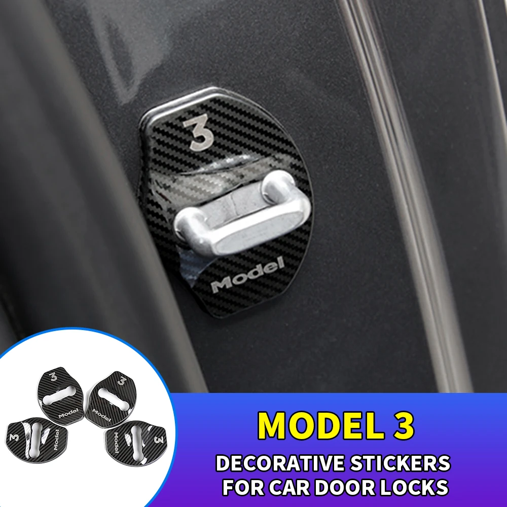 4PCS For Tesla Model 3 Model Y 2017 2018 2019 2020 2021 2022 2023 Car Door Lock Protector Covers Latches Stopper Auto Accessorie