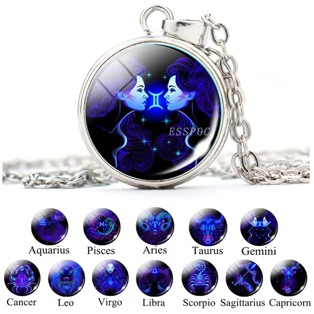 Collier pendentif zodiaque 12 constellations, pendentif bijoux, décoration, Lion Galaxy Scorpion STRATravelling, accessoires horoscope, signe Sagitchlorine us