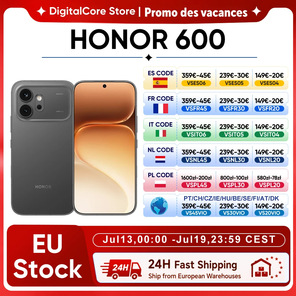 HONOR 600 5G Smartphone Versión EU Snapdragon 7 Gen4 Pantalla AMOLED de 6.57” 6…