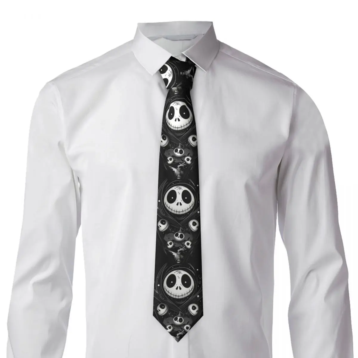 Custom Halloween The Nightmare Before Christmas Necktie Mens Jack Skellington Cravat For Father\'s Day