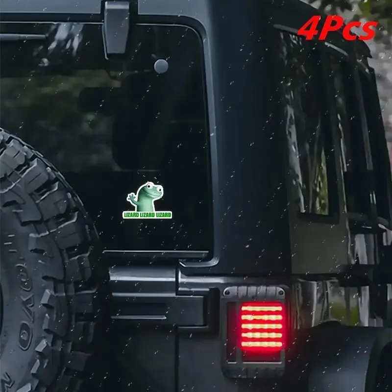 4pcs Funny Lizard Meme Stickers - 