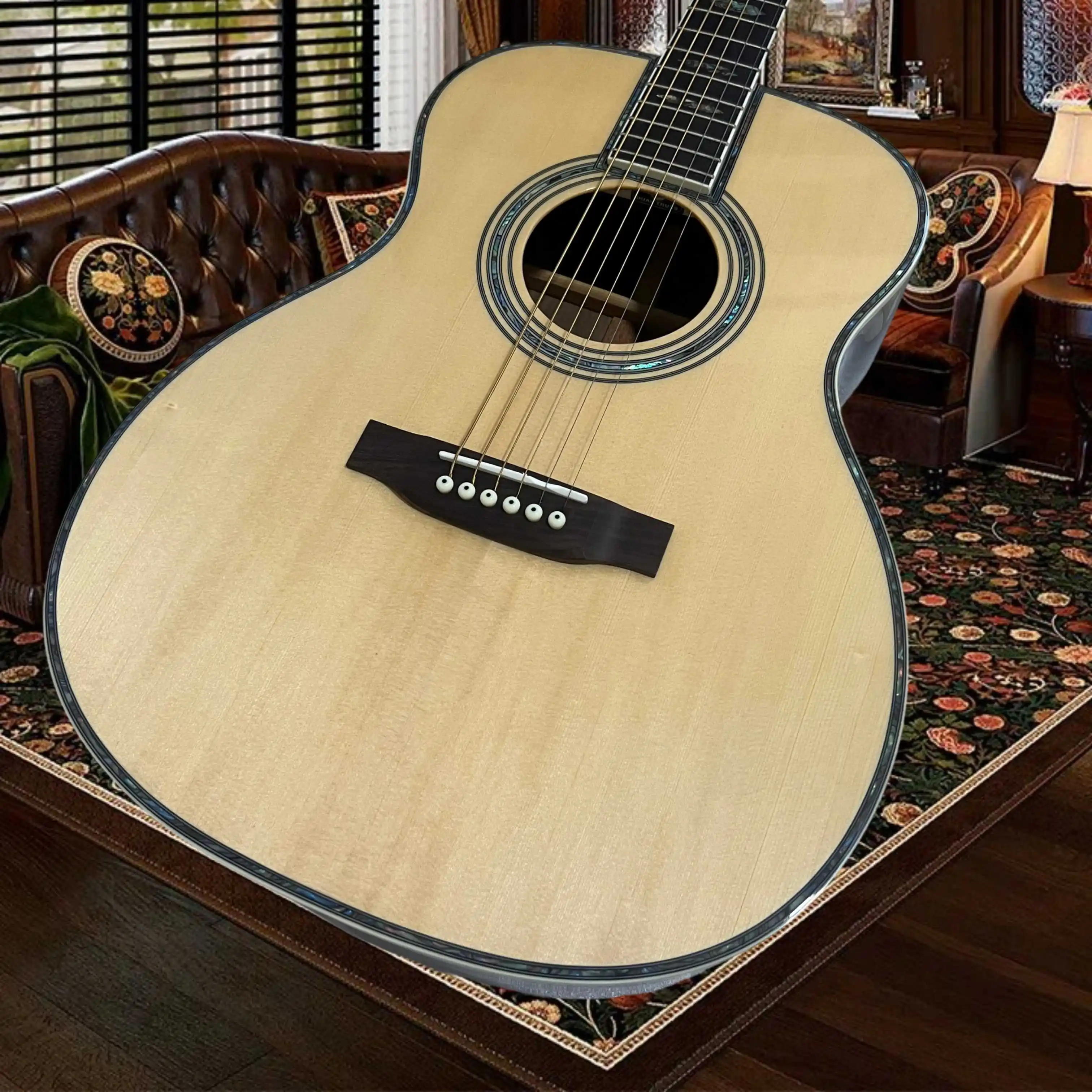 OM45 Folk Guitar Colorful Abalone Fretboard Exquisite Classic Binding Rosewood Back Sides Ideal Intermediate  Advanced Players