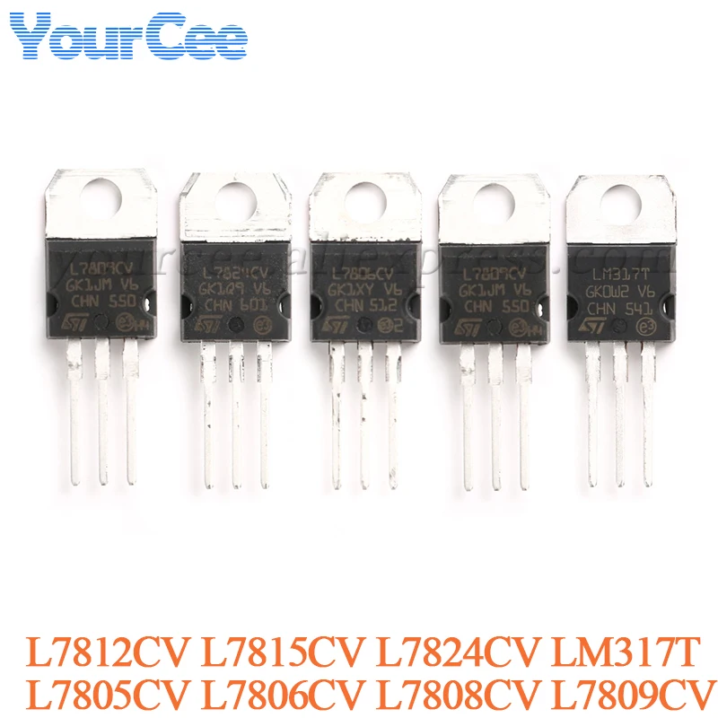 5pcs/lot Voltage Regulator IC L7812CV L7815CV L7824CV LM317T L7805CV L7806CV L7808CV L7809CV L7805ABV TO-220 Linear Chip IC