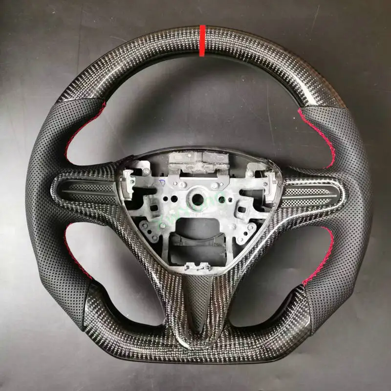 Customized 100% Carbon Fiber Car Steering Wheel With Leather For Honda Civic 8TH GEN 2006-2012 FIT City