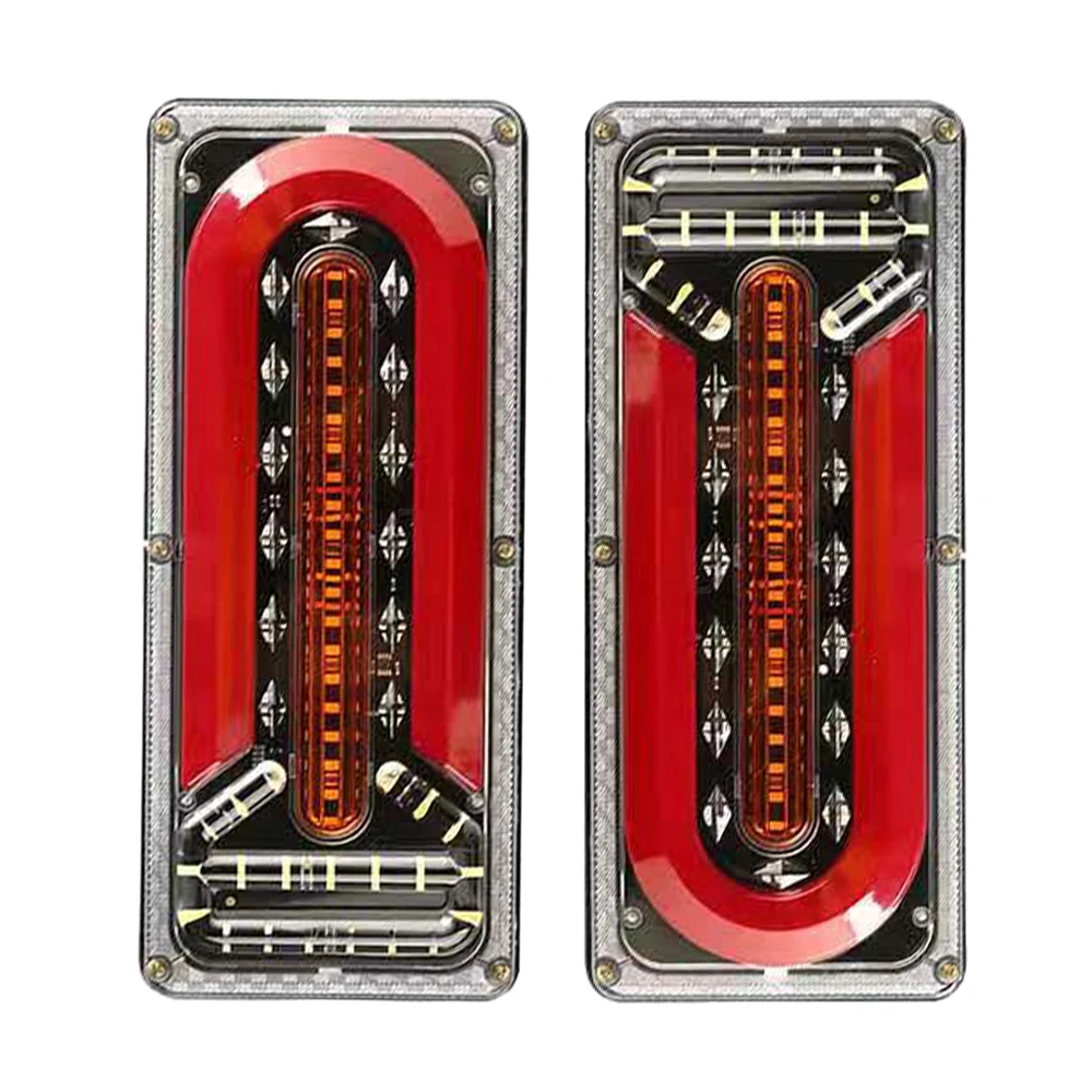 2Pcs 24V LED Dynamic Car Truck Rear Lamp Tail Light Brake Light Turn Signal Lamp For Trailer Van Boat RV Caravan Bus Lorry