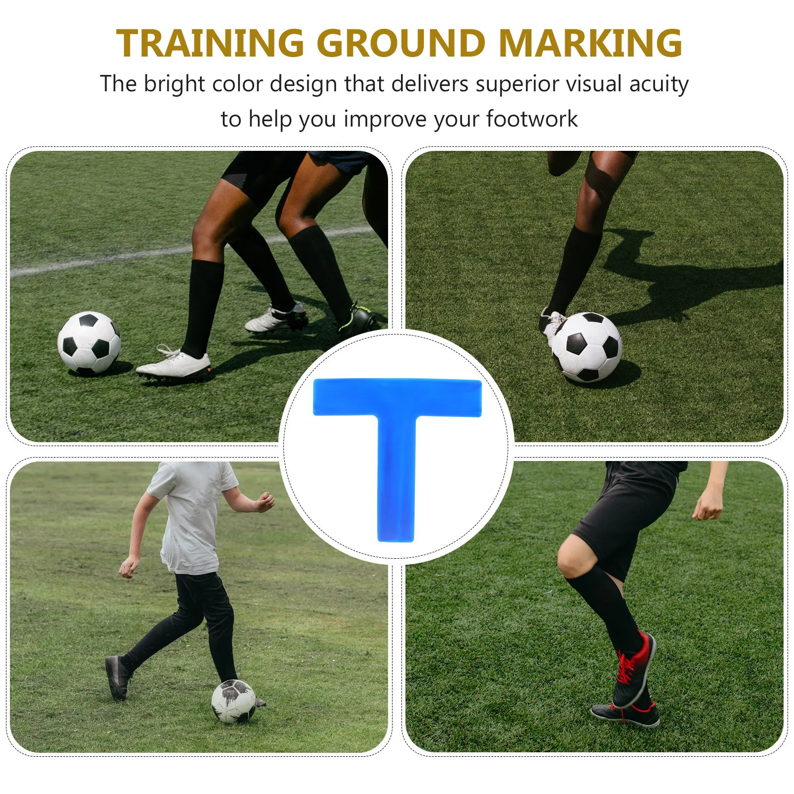 2Pcs Training Court Markers Bright Blue T Shape Soccer Basketball Football Floor Replacement Pads Sports Supplies Agility