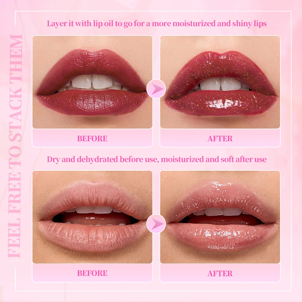 Qibest Lippen balsam Lippen öl nicht klebrig schimmernder Lip gloss feuchtigkeit spendend lang anhaltende klare Lip gloss Tönung Lippen Make-up Schönheits kosmetik