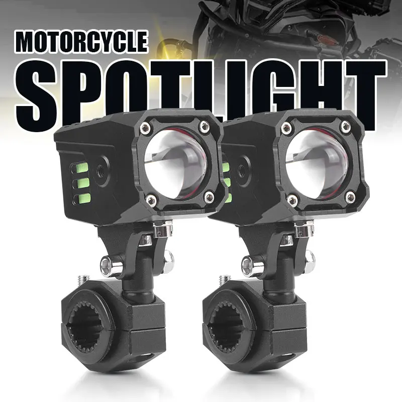 

CNC Motorcycle Headlight Fog Lights with Ice Blue Side lamp For Honda Yamaha Truck Flash Led Auxiliary Driving Light Spotlight