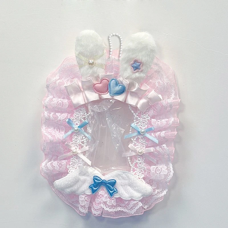 Plush Bunny Ear Heart Star Angel Wing Bead Decor Ruffle Lace Photocard Display Card Holder Lolita 3 Inch KPOP Photocard Decor Frame Macaron Polaroid Photo Frame Idol Collection Decor photocard topper view 2