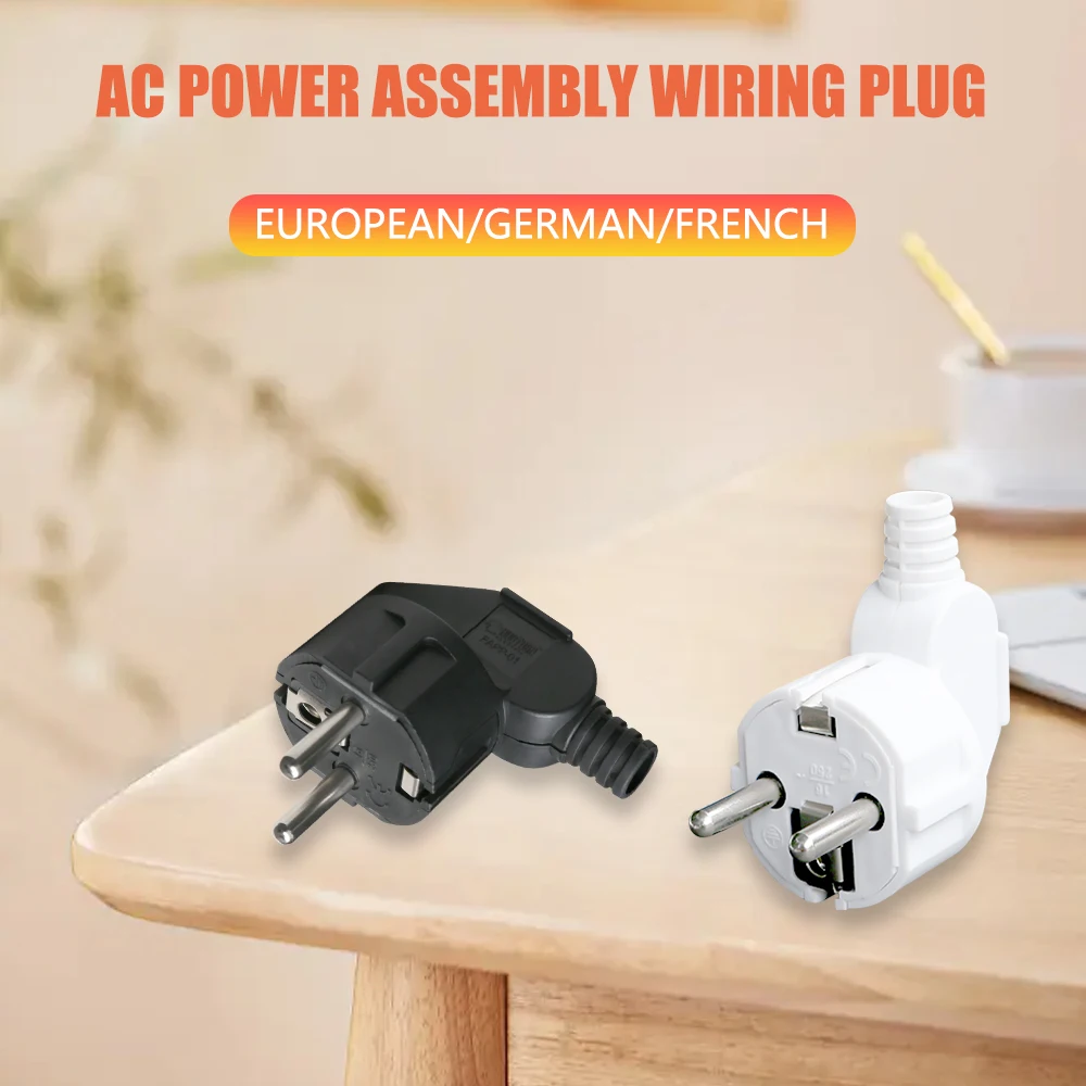 4.8mm EU Plug Male Replacement Outlets Rewireable Schuko Electeic Socket  250V 16A Connector For 8-10mm Power Extension Cable